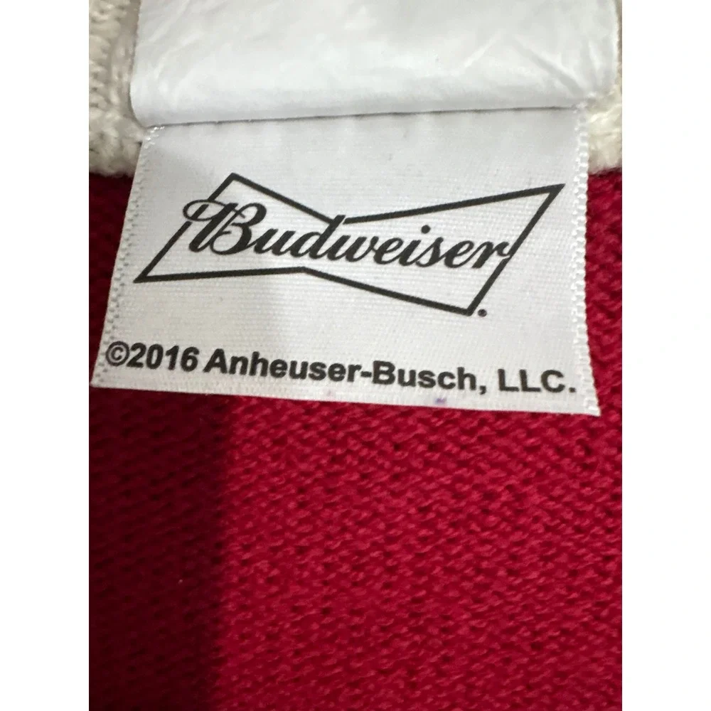 Budweiser Holiday Ugly Sweater Large Red White Blue Americana King of Beers Knit
